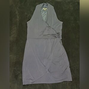 Valerie Bertinelli Asymmetrical Navy Dress